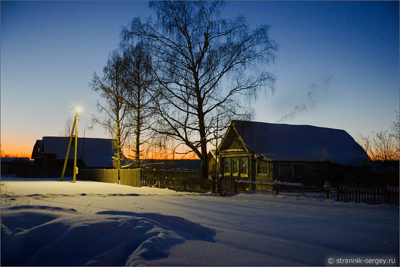 Зима зимняя ночь деревня