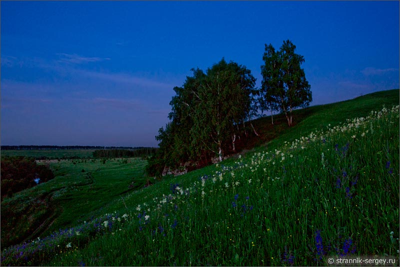 Природа ночью летняя ночь рассвет река луга поля