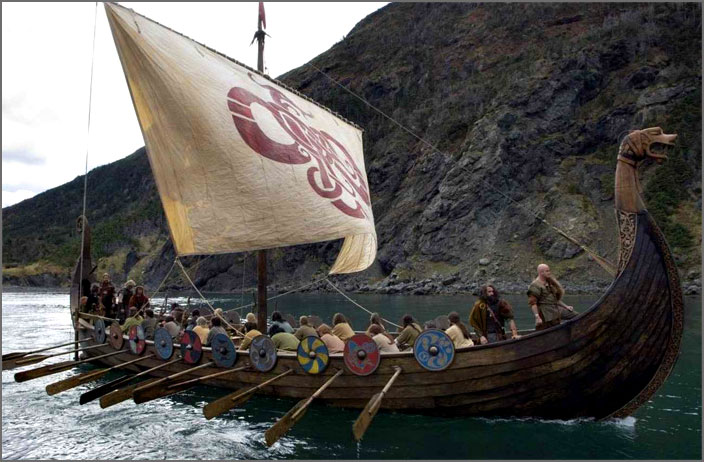 Древнерусский город купцы варяги викинги ладья река
